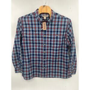 Duluth Trading men's button up long sleeve shirt size 2xl blue and burgundy nwt
